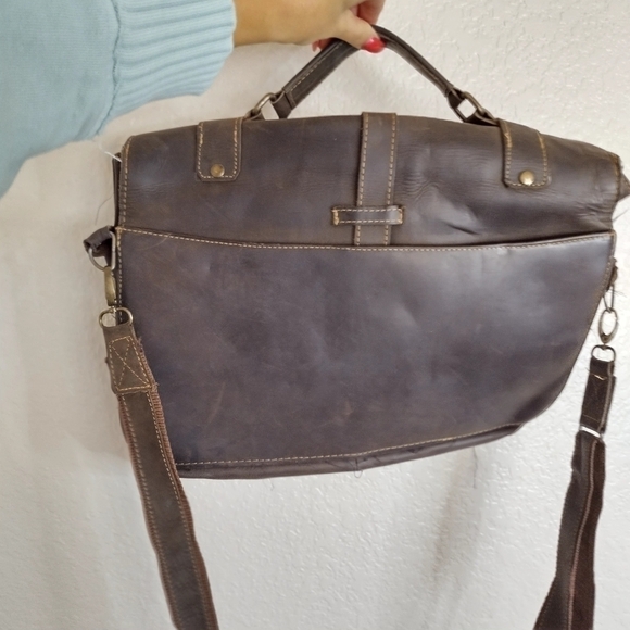 Mex Mates oiled Mexican leather men's messenger briefcase - Picture 3 of 11